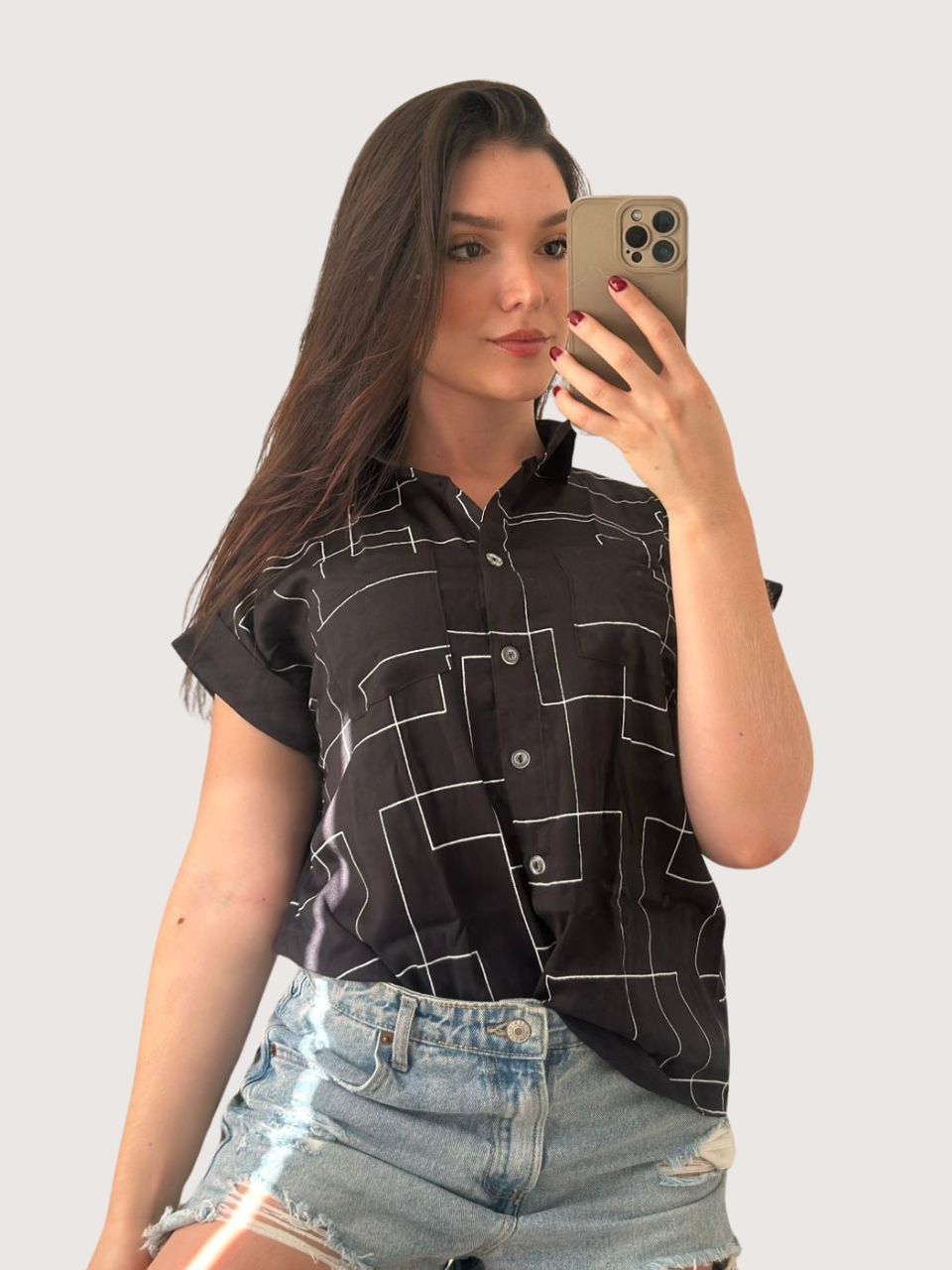 BLUSA MANGA CORTA ESTAMPADA